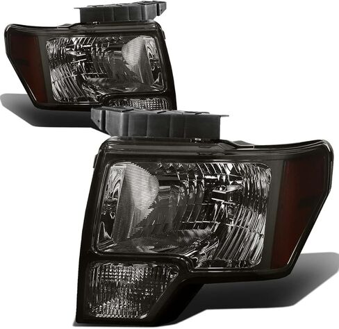 مجموعة المصابيح الأمامية من Auto Dynasty متوافقة مع 2009 2010 2011 2012 2013 2014 Ford F150 الجيل الثاني عشر، استبدال المصابيح الأمامية مع أضواء الإشارة، جانب السائق والراكب، زاوية كهرمانية للعدسة المدخنة in Kuwait