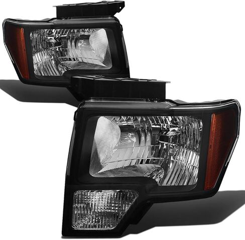 Auto Dynasty Headlight Assembly Compatible with 2009 2010 2011 2012 2013 2014 Ford F150 12th Gen, Headlamps Replacement with Signal Lights, Driver and Passenger Side, Smoked Lens Amber Corner in Kuwait