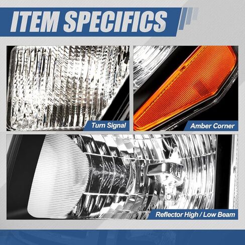 Auto Dynasty Headlight Assembly Compatible with 2009 2010 2011 2012 2013 2014 Ford F150 12th Gen, Headlamps Replacement with Signal Lights, Driver and Passenger Side, Smoked Lens Amber Corner in Kuwait