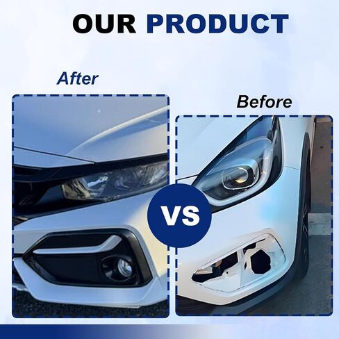 GXARTS قطعتان من أغطية مصابيح الضباب الأمامية للسائق والراكب باللون الأسود متوافقة مع Honda Civic 5 أبواب Hatchback 2017-2021 قطعتان من أغطية مصابيح الضباب على الجانب الأيسر للسائق والركاب الأيمن in Kuwait