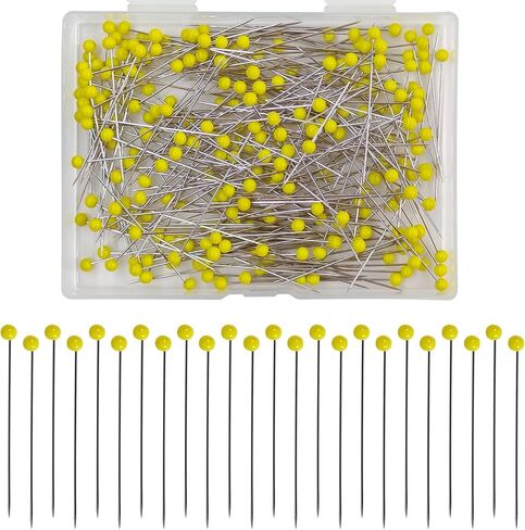 250 PCS 1.77 inch Pins Sewing, Yellow Glass Ball Head Sewing Pins，Straight Pins Sewing for Fabric, DIY, Decoration, Crafts and Sewing Project (250, Yellow) in Kuwait