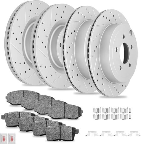 Disc Brake Kits with Pads and Rotors Front & Rear Drilled Slotted Vented Rotor for 2010 FLincoln Mkx ord Edge in Kuwait