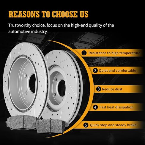 Disc Brake Kits with Pads and Rotors Front & Rear Drilled Slotted Vented Rotor for 2010 FLincoln Mkx ord Edge in Kuwait