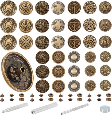 AHANDMAKER 36 Set Leather Snap Fasteners Kit - 18mm Snaps, Press Studs, Buttons for Leather Craft, Jacket, Jeans, Clothes, Bags in Saudi Arabia