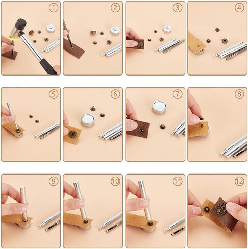 AHANDMAKER 36 Set Leather Snap Fasteners Kit - 18mm Snaps, Press Studs, Buttons for Leather Craft, Jacket, Jeans, Clothes, Bags in Saudi Arabia
