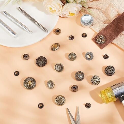 AHANDMAKER 36 Set Leather Snap Fasteners Kit - 18mm Snaps, Press Studs, Buttons for Leather Craft, Jacket, Jeans, Clothes, Bags in Saudi Arabia