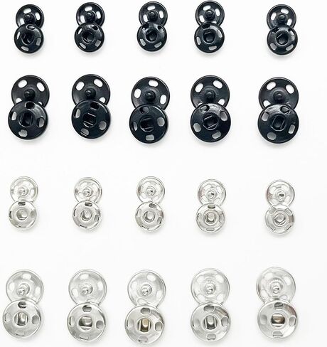 Sewing Snaps,120 Sets 8 mm and 10 mm, Black and Silver in Saudi Arabia