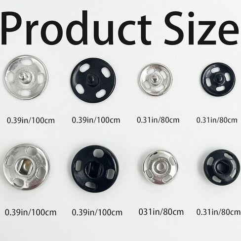 Sewing Snaps,120 Sets 8 mm and 10 mm, Black and Silver in Saudi Arabia