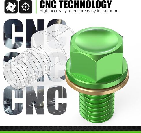 NICECNC Green M10 x 1.5 غطاء برغي توصيل الزيت المغناطيسي متوافق مع Kawasaki NINJA250SL 2015 KLX300R 2020 KX250 1996-2008 KX125 1996-2008 KLX230 2020، انظر الإعداد in Kuwait