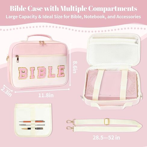 Christian Gifts for Teen Girls Women – Pink Leather Bible Cover Case, Mustard Seed Necklace, Scripture Bookmark & 55 Stickers – Baptism Gift Confirmation Gift Set for Women, Teens Girls in Saudi Arabia