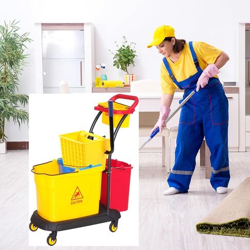 Sasylvia Yellow Mop Wringer Down Press Wringer Mop Bucket Wringer Only Mop Strainer Industrial Cleaning Accessories for Commercial Floor Mopping Buckets Household Restaurant Restroom Supplies in Saudi Arabia