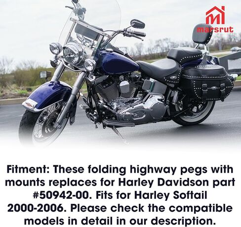 Passenger Peg Fit for Harley Davidson Softail 2000-2006, Footpeg Rest for Springer Classic Standard Deuce Heritage Fatboy, Chrome Rear Motorcycle Pedal Accessories Mounts with Clevis Mounting Kit in Saudi Arabia