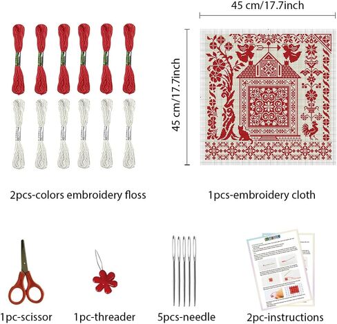 FREEBLOSS 11CT Cross Stitch Kits Country House Stamped Embroidery Kits with Instruction Cross Stitch Wall Hanging Kit for Needlepoint Adults Wall Art Decoration 18x18in/45x45cm in Saudi Arabia