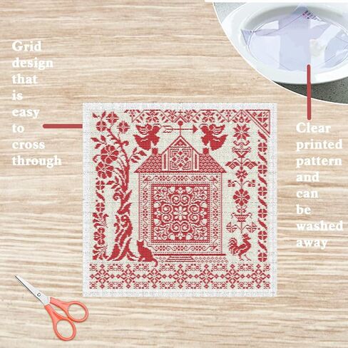 FREEBLOSS 11CT Cross Stitch Kits Country House Stamped Embroidery Kits with Instruction Cross Stitch Wall Hanging Kit for Needlepoint Adults Wall Art Decoration 18x18in/45x45cm in Saudi Arabia