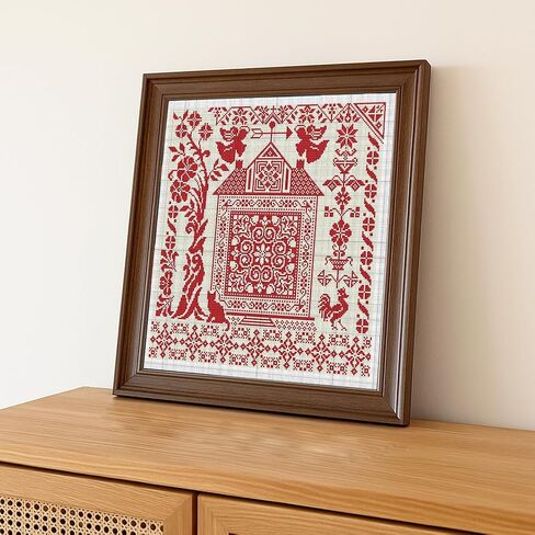 FREEBLOSS 11CT Cross Stitch Kits Country House Stamped Embroidery Kits with Instruction Cross Stitch Wall Hanging Kit for Needlepoint Adults Wall Art Decoration 18x18in/45x45cm in Saudi Arabia