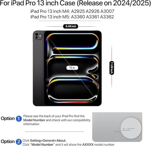 حافظة لجهاز iPad Pro 13 بوصة 2024، حافظة مغناطيسية شفافة قابلة للإزالة بزاوية 360 درجة مع حامل قلم مخفي وجلد بولي يوريثان ثلاثي الطي لجهاز iPad Pro 13 بوصة M4 2024 (أبيض كريمي) in Saudi Arabia