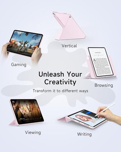 حافظة لجهاز iPad Pro 13 بوصة 2024، حافظة مغناطيسية شفافة قابلة للإزالة بزاوية 360 درجة مع حامل قلم مخفي وجلد بولي يوريثان ثلاثي الطي لجهاز iPad Pro 13 بوصة M4 2024 (أبيض كريمي) in Saudi Arabia