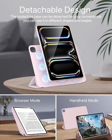 حافظة لجهاز iPad Pro 13 بوصة 2024، حافظة مغناطيسية شفافة قابلة للإزالة بزاوية 360 درجة مع حامل قلم مخفي وجلد بولي يوريثان ثلاثي الطي لجهاز iPad Pro 13 بوصة M4 2024 (أبيض كريمي) in Saudi Arabia