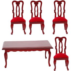 NUOBESTY 5-Piece Miniature Tables and Chairs Set 1/12 Scale Dollhouse Dining Room Furniture for Decoration in Saudi Arabia