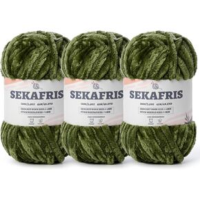 غزل شانيل مكتنز غامض للكروشيه، غزل قطيفة ناعم للحياكة اليدوية، غزل بطانية أطفال ضخم 3 × 100 جم (3 × 49.2 ياردة) لحياكة خيوط أميجورومي، خيوط مخملية منفوشة من الكروشيه (وردي أرجواني) in Kuwait