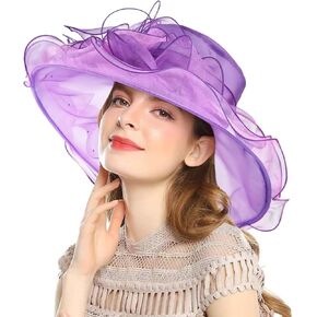 2024 Kentucky Derby Hats for Women Girls Ladies, Organza Church Tea Party Wedding Fascinator Hat UV Protection Sun Hat Red in Kuwait