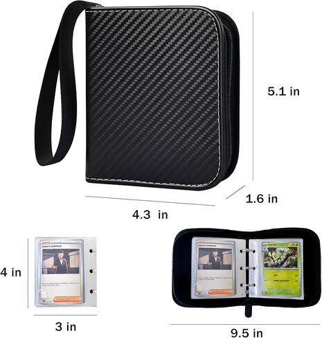 1 Pocket Black Mini Pokemon Binder,Card Albumr with Removable Sleeves for 80 Cards in 3X 4'',Collection Binder with Zipper,3 Ring Trading Collection Album for MTG TCG Pokemon Sport Cards in Saudi Arabia