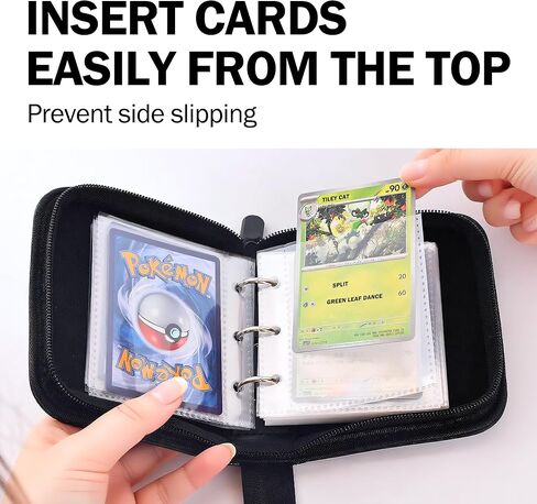 1 Pocket Black Mini Pokemon Binder,Card Albumr with Removable Sleeves for 80 Cards in 3X 4'',Collection Binder with Zipper,3 Ring Trading Collection Album for MTG TCG Pokemon Sport Cards in Saudi Arabia