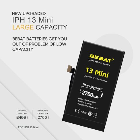 Replacement for iPhone 13 MINI Battery,2700mAh High Capacity Li-ion Polymer Replacement Battery for Model A2628 A2481 A2626 A2629 with Professional Repair Tool Kits in Kuwait