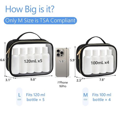 PACKISM TSA Approved Toiletry Bag - 180° Large Opening Clear Makeup Bags with Handle, Suitable for Gifts, Clear Toiletry Bags for Traveling Travel Essentials, Rose Pink in Kuwait