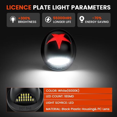 YCLL مجموعة مصابيح لوحة الترخيص LED استبدال مصباح العلامة متوافق مع مصابيح اللوحة الخلفية Ford F150 F250 Pickup، 6000K، سطوع 400%، 2 حزمة، تصميم على شكل F in Kuwait