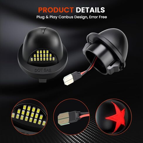 YCLL مجموعة مصابيح لوحة الترخيص LED استبدال مصباح العلامة متوافق مع مصابيح اللوحة الخلفية Ford F150 F250 Pickup، 6000K، سطوع 400%، 2 حزمة، تصميم على شكل F in Kuwait