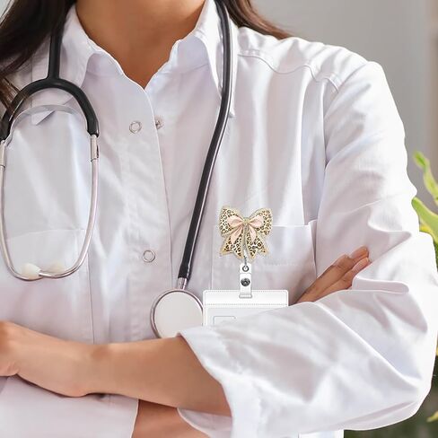 ليوبارد طباعة القوس شارة بكرة لطيف قابل للسحب حامل شارة التألق اسم معرف كليب لملحقات العمل الرعاية الصحية شارة بكرة لRN CNA MA عامل طبي ممرضة المعلم in Kuwait