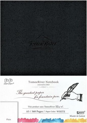 Tomoe River FP (52 جم/م2) دفتر ملاحظات من SANZEN، 5.85 بوصة × 8.27 بوصة، 368 صفحة (184 ورقة)، غلاف صلب، غير مسطر، مرتبط بخيط، أبيض (SR-A5MBW) in Kuwait