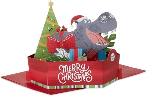 Hallmark Paper Wonder Musical 3D Pop-Up Christmas Card With Light (Happy Hippo Under the Tree) in Saudi Arabia