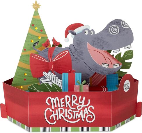 Hallmark Paper Wonder Musical 3D Pop-Up Christmas Card With Light (Happy Hippo Under the Tree) in Saudi Arabia