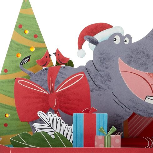 Hallmark Paper Wonder Musical 3D Pop-Up Christmas Card With Light (Happy Hippo Under the Tree) in Saudi Arabia