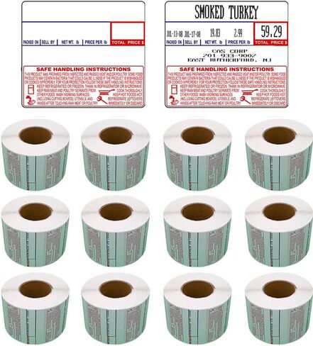CAS LST-8020 Printing Scale Label, 58 x 60 mm, UPC/Ingredients 12 rolls of 500 labels in Kuwait