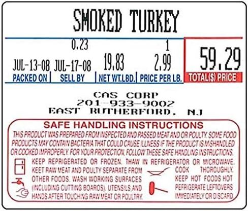 CAS LST-8020 Printing Scale Label, 58 x 60 mm, UPC/Ingredients 12 rolls of 500 labels in Kuwait