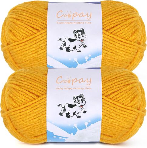 خيوط Coopay لحياكة الحياكة، خيوط الكروشيه، 2 × 1.76 أونصة - 120 ياردة - 60% قطن 40% خيوط مزيج أكريليك، خيوط بطانية مربعة من الجدة (أبيض حليبي) in Saudi Arabia