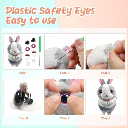 TOAOB 28pcs 12mm Safety Eyes Plastic Glitter Safety Eyes with Eyelashes and Washers for Amigurumis 7 Colors Craft Crochet Eyes for DIY Puppet Bear Stuffed Animal Doll Making in Saudi Arabia