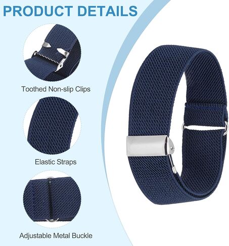 PATIKIL Adjustable Arm Bands, 2 Pack/1 Pair Anti-Slip Sleeve Garter Elastic Shirt Sleeve Holders for Men Women, Navy Blue in Saudi Arabia