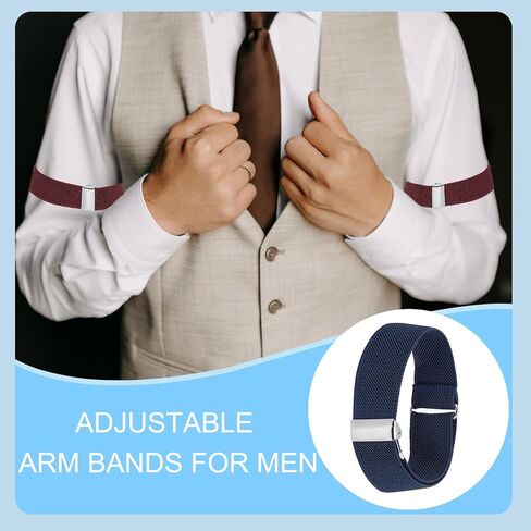 PATIKIL Adjustable Arm Bands, 2 Pack/1 Pair Anti-Slip Sleeve Garter Elastic Shirt Sleeve Holders for Men Women, Navy Blue in Saudi Arabia