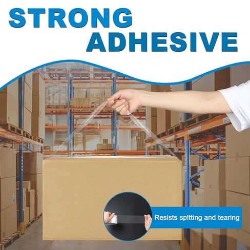 شريط التعبئة TSHAY، 36 حزمة من شريط التعبئة للشحن والتحريك عالي التحمل، شفاف، مستلزمات التعبئة والنقل، بعرض 1.88 بوصة، 65 ياردة لكل لفة، إجمالي 2340 ياردة in Kuwait