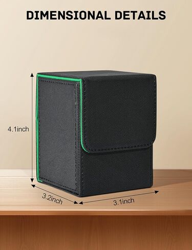 Card Deck Box for Trading Cards, MTG Deck Case Holds 100+ Single Sleeved Cards, PU Leather Magnetic Card Storage Box Fits for TCG CCG Magic Game Cards（Black&Green） in Saudi Arabia