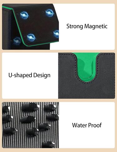 Card Deck Box for Trading Cards, MTG Deck Case Holds 100+ Single Sleeved Cards, PU Leather Magnetic Card Storage Box Fits for TCG CCG Magic Game Cards（Black&Green） in Saudi Arabia