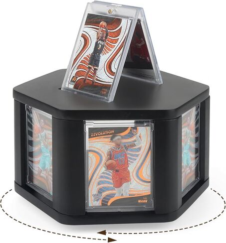 360° 6-Sides Rotation Graded Trading Game Baseball Football Sports Cards Display Case Storage, Designed for Show Display 4.3 x 2.8 Inch Top Loads SLABS Case Frame Case for Card Game Collection Black in Saudi Arabia