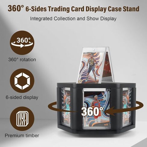 360° 6-Sides Rotation Graded Trading Game Baseball Football Sports Cards Display Case Storage, Designed for Show Display 4.3 x 2.8 Inch Top Loads SLABS Case Frame Case for Card Game Collection Black in Saudi Arabia