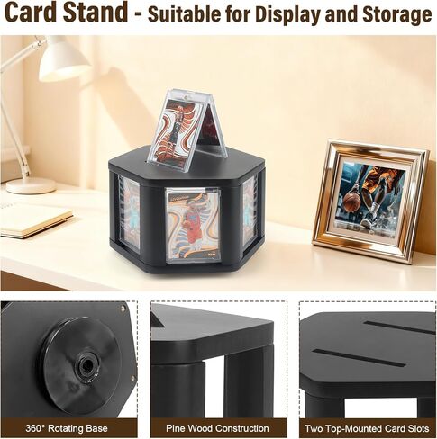 360° 6-Sides Rotation Graded Trading Game Baseball Football Sports Cards Display Case Storage, Designed for Show Display 4.3 x 2.8 Inch Top Loads SLABS Case Frame Case for Card Game Collection Black in Saudi Arabia