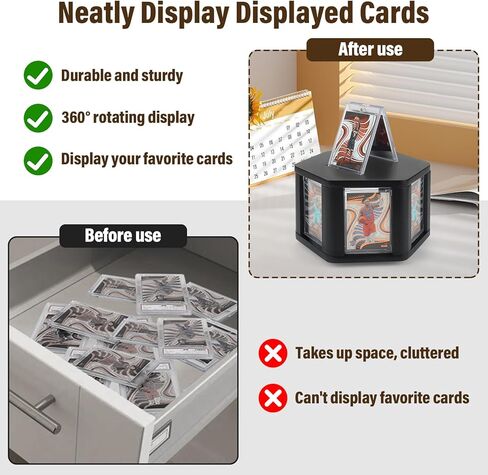 360° 6-Sides Rotation Graded Trading Game Baseball Football Sports Cards Display Case Storage, Designed for Show Display 4.3 x 2.8 Inch Top Loads SLABS Case Frame Case for Card Game Collection Black in Saudi Arabia