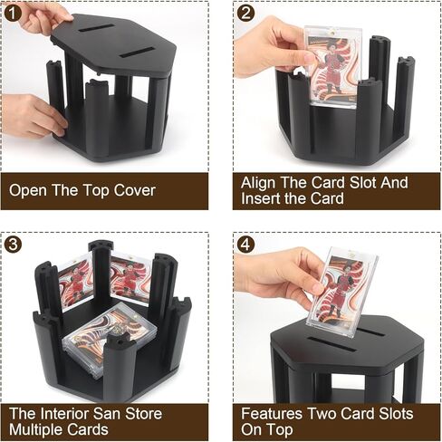 360° 6-Sides Rotation Graded Trading Game Baseball Football Sports Cards Display Case Storage, Designed for Show Display 4.3 x 2.8 Inch Top Loads SLABS Case Frame Case for Card Game Collection Black in Saudi Arabia